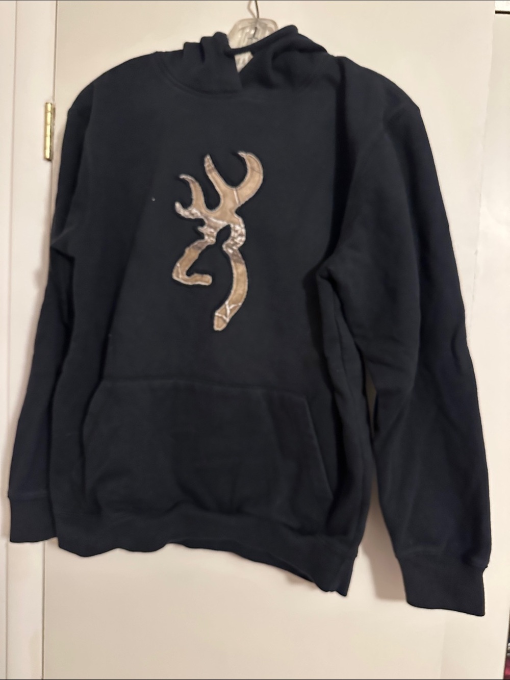Browning Black Hoodie with Camo Buck Emblem